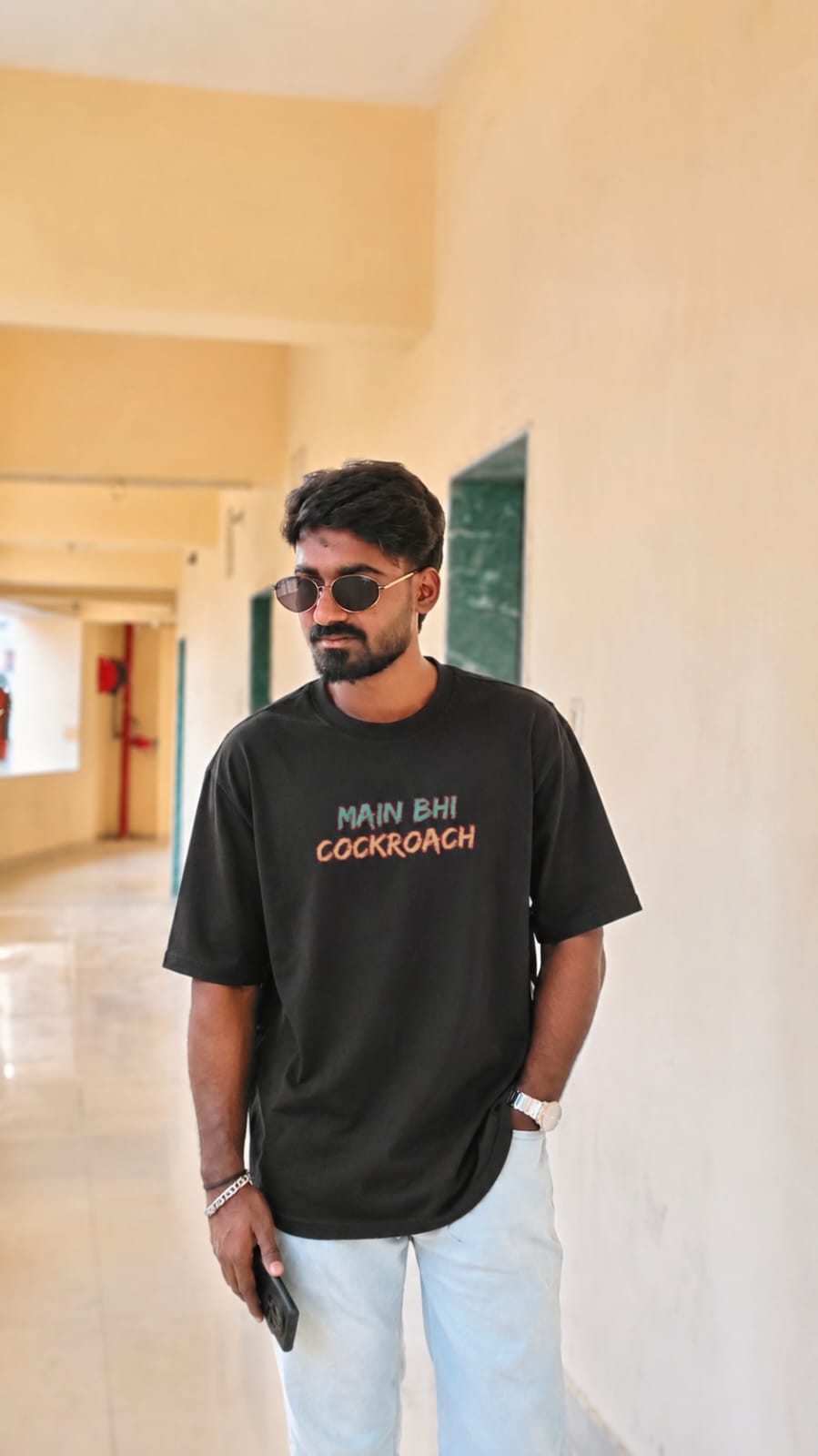 Main Bhi Cockroach Unisex Oversized Graphic T-Shirt